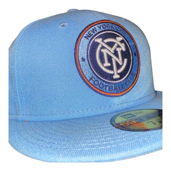 MLS New Era 59FIFTY NYC FC Fitted Hat Sky Blue Size 7 1/4 - Picture 9 of 10